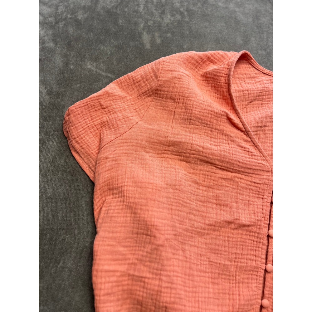 Forever 21 Plus Coral Gauze Textured Button Front Tie Waist Top 3X
